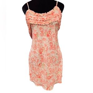 Kim Rogers Vintage Y2K Pink Cottagecore Boho Floral Ruffle Lingerie Slip Dress